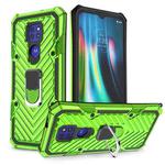 For Motorola Moto G9 Play Cool Armor PC + TPU Shockproof Case with 360 Degree Rotation Ring Holder(Green)