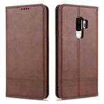 For Samsung Galaxy S9 AZNS Magnetic Calf Texture Horizontal Flip Leather Case with Card Slots & Holder & Wallet(Dark Brown)