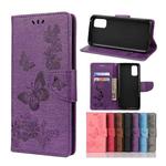 For OPPO Realme 7 Pro 5G Butterflies Embossing Horizontal Flip Leather Case with Holder & Card Slots & Wallet(Purple)