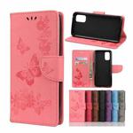 For OPPO Realme 7 Pro 5G Butterflies Embossing Horizontal Flip Leather Case with Holder & Card Slots & Wallet(Pink)