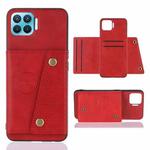For OPPO F17 Pro Double Buckle PU + TPU Shockproof Magnetic Protective Case with Card Slots & Holder(Red)