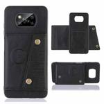 For Xiaomi Poco X3 Double Buckle PU + TPU Shockproof Magnetic Protective Case with Card Slots & Holder(Black)