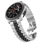 22mm For Samsung Galaxy Watch 3 45mm Five Beads Steel Watch Band(Silver Black)