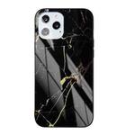 Marble Pattern Glass Protective Case For iPhone 12 mini(Black Gold)