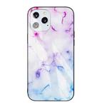 Marble Pattern Glass Protective Case For iPhone 12 mini(Pink Purple)