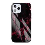 Marble Pattern Glass Protective Case For iPhone 12 mini(Black Red)