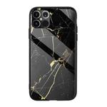 Marble Pattern Glass Protective Case For iPhone 12 Pro Max(Black Gold)