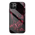 Marble Pattern Glass Protective Case For iPhone 12 Pro Max(Black Red)
