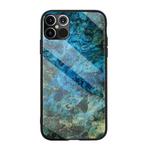 Marble Pattern Glass Protective Case For iPhone 12 Pro Max(Dark Blue)