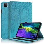For iPad Pro 11 (2020) Life Tree Series Horizontal Flip Leather Tablet Case with Holder & Card Slots & Pen Slot & Sleep / Wake-up Function(Lake Blue)