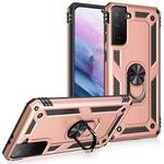 For Samsung Galaxy S21+ 5G Shockproof TPU + PC Protective Case with 360 Degree Rotating Holder(Rose Gol)
