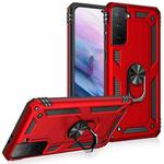 For Samsung Galaxy S21+ 5G Shockproof TPU + PC Protective Case with 360 Degree Rotating Holder(Red)