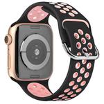 Two-tone Silicone Watch Band For Apple Watch Series 7 41mm / 6 & SE & 5 & 4 40mm / 3 & 2 & 1 38mm(Black Pink)