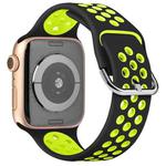 Two-tone Silicone Watch Band For Apple Watch Series 7 41mm / 6 & SE & 5 & 4 40mm / 3 & 2 & 1 38mm(Black Green)