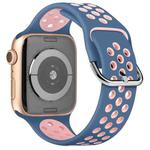 Two-tone Silicone Watch Band For Apple Watch Series 7 41mm / 6 & SE & 5 & 4 40mm / 3 & 2 & 1 38mm(Blue Pink)