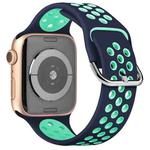 Two-tone Silicone Watch Band For Apple Watch Series 7 41mm / 6 & SE & 5 & 4 40mm / 3 & 2 & 1 38mm(Dark Blue Teal)