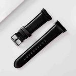 For OPPO Watch 46mm Plain Weave Leather Watch Band(Black)