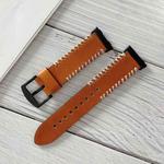 For OPPO Watch 41mm Fish Bone Hand Suture Leather Watch Band(Brown)