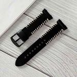 For OPPO Watch 46mm Fish Bone Hand Suture Leather Watch Band(Black)