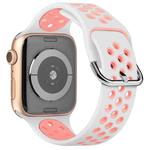 Two-tone Silicone Watch Band For Apple Watch Series 7 45mm / 6 & SE & 5 & 4 44mm / 3 & 2 & 1 42mm(White Pink)