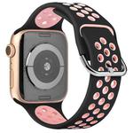 Two-tone Silicone Watch Band For Apple Watch Series 7 45mm / 6 & SE & 5 & 4 44mm / 3 & 2 & 1 42mm(Black Pink)