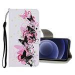 For iPhone 12 mini Colored Drawing Pattern Horizontal Flip Leather Case with Holder & Card Slots & Wallet (Four Butterflies)