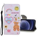 For iPhone 12 mini Colored Drawing Pattern Horizontal Flip Leather Case with Holder & Card Slots & Wallet (Smiley Bear)