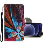 For iPhone 12 mini Colored Drawing Pattern Horizontal Flip Leather Case with Holder & Card Slots & Wallet (Colorful Flowers)
