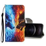 Colored Drawing Pattern Horizontal Flip Leather Case with Holder & Card Slots & Wallet For iPhone 12 / 12 Pro(Flame Wolf)