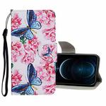 For iPhone 12 Pro Max Colored Drawing Pattern Horizontal Flip Leather Case with Holder & Card Slots & Wallet(Dragonfly Flower)