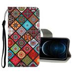For iPhone 12 Pro Max Colored Drawing Pattern Horizontal Flip Leather Case with Holder & Card Slots & Wallet(Folk-custom)