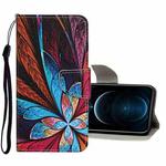 For iPhone 12 Pro Max Colored Drawing Pattern Horizontal Flip Leather Case with Holder & Card Slots & Wallet(Colorful Flowers)