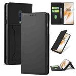 For OnePlus 8 Strong Magnetism Liquid Feel Horizontal Flip Leather Case with Holder & Card Slots & Wallet(Black)