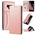 For Samsung Galaxy Note9 Strong Magnetism Liquid Feel Horizontal Flip Leather Case with Holder & Card Slots & Wallet(Rose Gold)