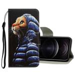 For iPhone 12 / 12 Pro 3D Colored Drawing Horizontal Flip PU Leather Case with Holder & Card Slots & Wallet(Down Jacket Cat)