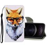 For iPhone 12 / 12 Pro 3D Colored Drawing Horizontal Flip PU Leather Case with Holder & Card Slots & Wallet(Fox)