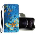 For iPhone 12 / 12 Pro 3D Colored Drawing Horizontal Flip PU Leather Case with Holder & Card Slots & Wallet(Jade Butterfly)
