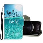 For iPhone 12 / 12 Pro 3D Colored Drawing Horizontal Flip PU Leather Case with Holder & Card Slots & Wallet(Coconut Tree)