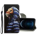 For iPhone 12 Pro Max 3D Colored Drawing Horizontal Flip PU Leather Case with Holder & Card Slots & Wallet(Down Jacket Cat)