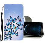 For iPhone 12 Pro Max 3D Colored Drawing Horizontal Flip PU Leather Case with Holder & Card Slots & Wallet(Multiple Butterflies)