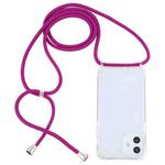 For iPhone 12 mini Transparent Acrylic Airbag Shockproof Phone Protective Case with Lanyard (Rose Purple)