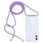 For iPhone 12 mini Transparent Acrylic Airbag Shockproof Phone Protective Case with Lanyard (Purple Rainbow)