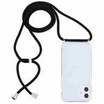 For iPhone 12 mini Transparent Acrylic Airbag Shockproof Phone Protective Case with Lanyard (Black)