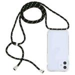For iPhone 12 mini Transparent Acrylic Airbag Shockproof Phone Protective Case with Lanyard (Black Green)