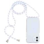 For iPhone 12 mini Transparent Acrylic Airbag Shockproof Phone Protective Case with Lanyard (White Grey Rough Grain)