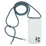 For iPhone 12 / 12 Pro Transparent Acrylic Airbag Shockproof Phone Protective Case with Lanyard(Green White Blue)