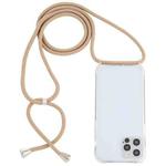 For iPhone 12 / 12 Pro Transparent Acrylic Airbag Shockproof Phone Protective Case with Lanyard(Camel)