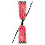 Bohemian Style Soft Ceramic Beaded Strap For Apple Series 7 45mm / 6 & SE & 5 & 4 44mm / 3 & 2 & 1 42mm(Rose Red)