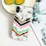 Electroplating Stitching Marble Pattern TPU Protective Case For iPhone XR(Multicolor V Line)
