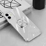 All-inclusive Electroplating Silicone Case with Ring Holder For iPhone 12 mini(Silver)